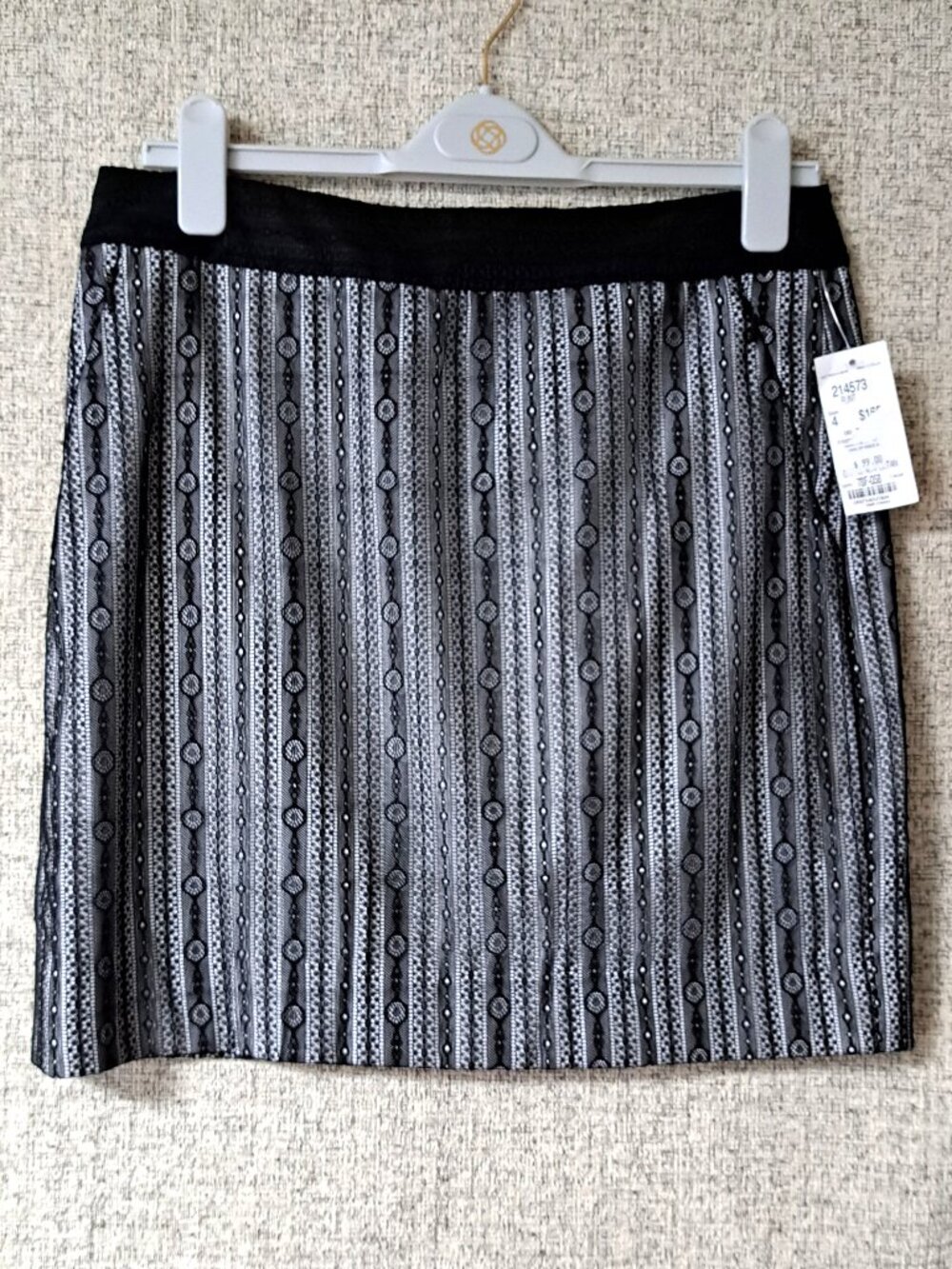 LADIES BLACK LACE MINI SKIRT OVER WHITE LINING ETCETERA BRAND SIZE 4 NWT